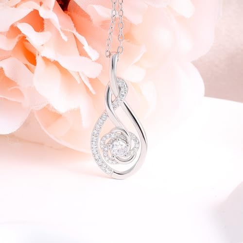 Sterling Silver Pendant Necklace Charms Hypoallergenic Fashion Jewelry Dainty Valentines Day Birthday Gift for Women - style: Rose Flower