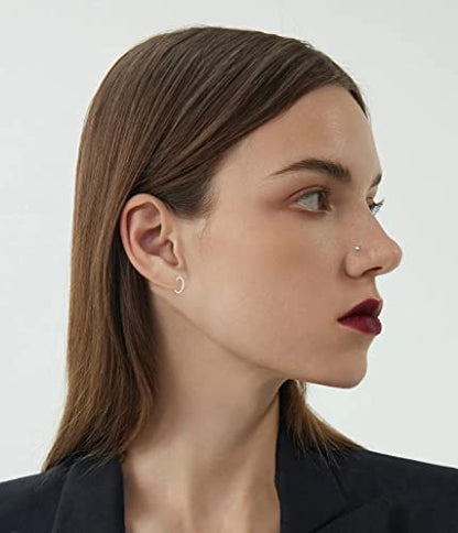 21PCS 18G 20G 22G 316L Stainless Steel Nose Rings Hoop for Women Men Double Nose Ring CZ Nose Stud Piercing Jewelry - color: 18G-Sliver+Gold+Black