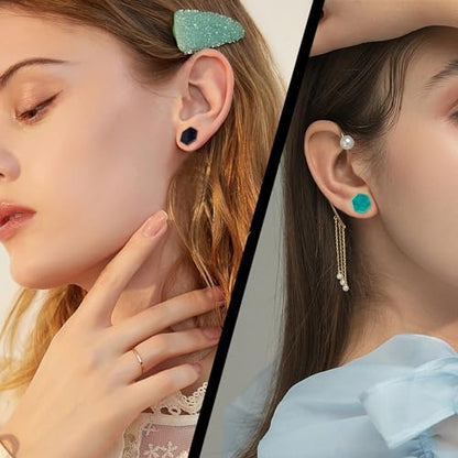 YOFANST 6 Pairs Natural Stone Ear Plugs Hexagon Double Flare Saddle Ear Gauges Piercing Earrings 2g-5/8 inch - color: 00G(10mm)