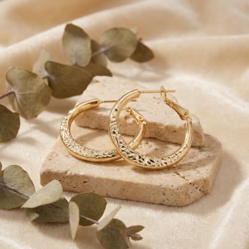 Sonateomber Gold Chunky Crystal Hoop Earrings for Women, Trendy Statement Sparkly CZ Rhinestone Thick Open Hoops Earings Hypoallergenic Wedding Prom Everyday Accessories Fashion Jewelry Gift - color: Gold Textured