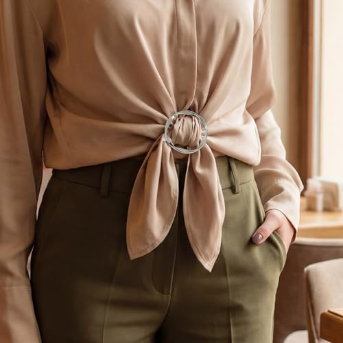 4 PCS Scarf Ring Clip, Shirt Ties Clips for Women Silk Scarf Rings and Slides Clothes Knotted Clip Round Shirt Scarves Buckle Fashion Alloy Circle Clips Buckle for Shirts Silk Scarves Clothing