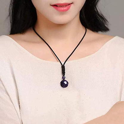 Jovivi Healing Crystals Necklace Natural Tiger Eye Amethyst Lucky Blessing Protection Chakra Beads Stone Pendant for Women Men Adjustable - color: Amethyst