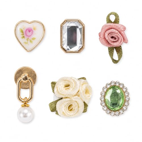 KitschPop™Charm Sets – Interchangeable Charms For Hair Clips, Hair Brushes | Durable Assorted Cute Charms | Compatible with KitschPop™ Hair Accessories - Vintage Ivory, 6pcs - color: Vintage Ivory