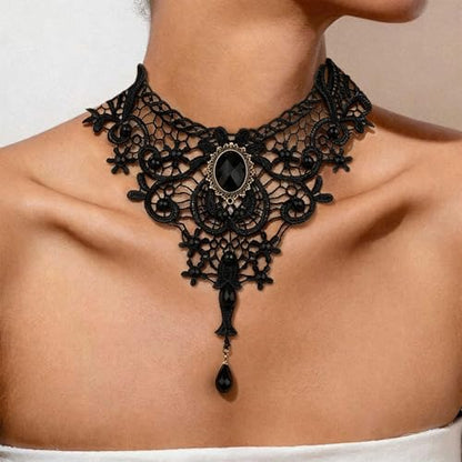 Black Necklaces for Women,Adjustable Layered Collar,Goth Jewelry - color: Flute