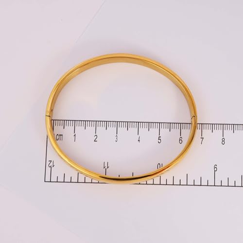 Womens Bangle 8MM Stainless Steel Bracelet Oval Polished Finish Cuff Bangle 6.7" - color: A1-Gold