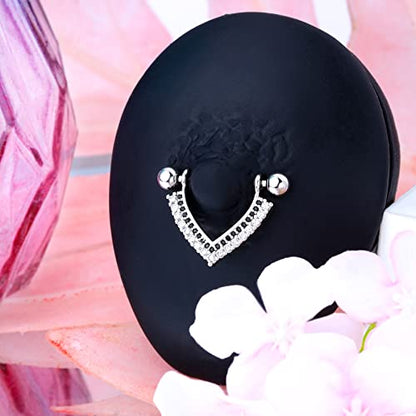 Teardrop Nipple Shield Rings 316L Stainless Steel Nipple Piercing Jewelry 14g Nipple Retainer Barbells Body Piercing for Women 2pcs Double Clear CZ Paved Nipple Bars