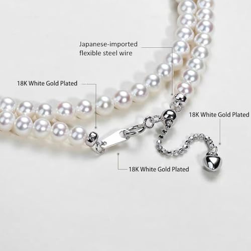 White Genuine Freshwater Cultured Pearl Necklace For Women And Men | Full Sizes from 3mm to 14mm Freshwater Pearls, AAA Grade & Above, A Love Gift Choice For Anniversaries And Birthdays - size: 4-5mm 14+2in