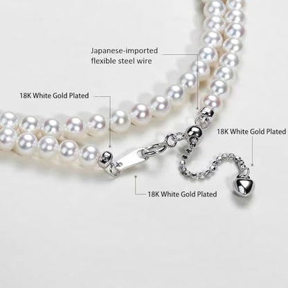 White Genuine Freshwater Cultured Pearl Necklace For Women And Men | Full Sizes from 3mm to 14mm Freshwater Pearls, AAA Grade & Above, A Love Gift Choice For Anniversaries And Birthdays - size: 4-5mm 16+2in