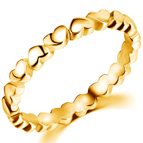 Jude Jewelers Stainless Steel Heart Shaped Classical Simple Plain Stacking Wedding Band Promise Ring - color: Gold