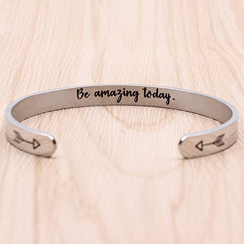 Btysun Bracelets for Women Mothers Day Bracelet Gifts from Daughter Inspirational Gifts for Women Graduation Gifts for Her Motivational Birthday Cuff Bangle Friendship Personalized Mantra Jewelry… - style: Be amazing today