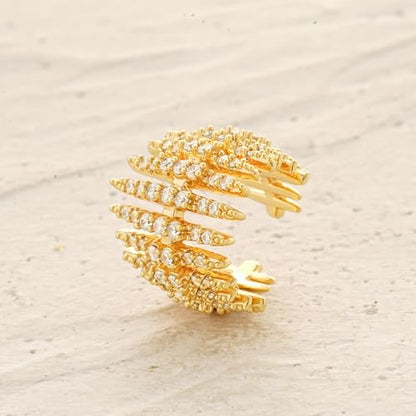 MYEARS Women Ear Cuff Earrings Gold Non Pierced Cartilage Clip on Open Wrap Hoop 14K Gold Plated Simple Hypoallergenic Everyday Jewelry - style: Fishbone