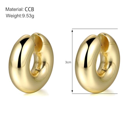 Chunky Gold Ear Cuffs Earrings for Women Non Piercing Gold Cuff Clip On Cartilage Hoop Earring Trendy Lightweight Thick Cuff Earrings for Women - color: gold2