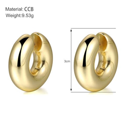 Chunky Gold Ear Cuffs Earrings for Women Non Piercing Gold Cuff Clip On Cartilage Hoop Earring Trendy Lightweight Thick Cuff Earrings for Women - color: gold2