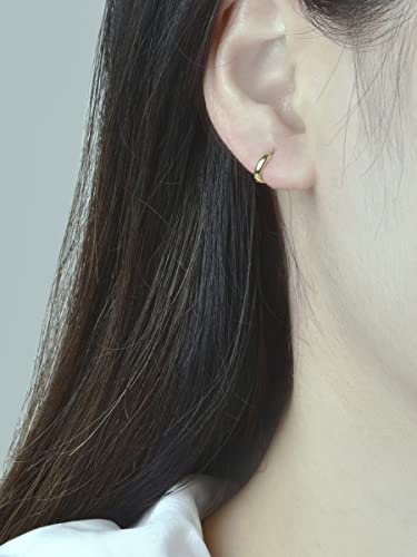 Mini Tiny Huggie Hoop Earrings Top Upper Ear Cartilage Forward Helix Cuff Plain Simple 925 Sterling Silver Gold 9mm 8mm 7mm 6mm 5mm Hoop Earrings - color: Gold-5mm