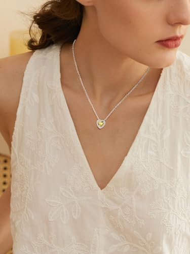FindChic Birthstone Necklace For Women 12 Months Pendant Necklace | Waterproof Gold/Silver Chain Dainty Gemstone Jewlery for Wife Besties Girlfriend with Gift Box - color: Silver