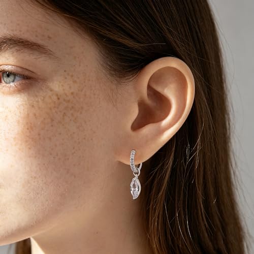 14K Gold Plated Dangle Hoop Earrings for Women | Bridal Small Dangle Gold Earrings Cubic Zirconia Huggie Drop Trendy Fashion Leopard Print Women's Jewelry - color: Silver-D
