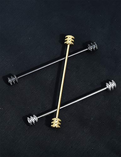 3PCS Men's Classic Brass Shirt Collar Bar Tie Pins Set for Wedding Business with Gift Box - color: Whorl Head
