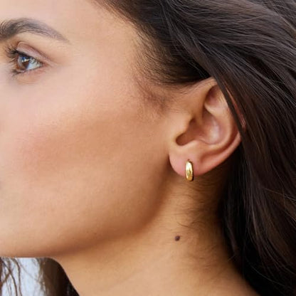 CONRAN KREMIX Small Thick Gold Chunky Hoop Earrings Lightweight Huggie Hoops For Women - color: 14.0 MM - Gold