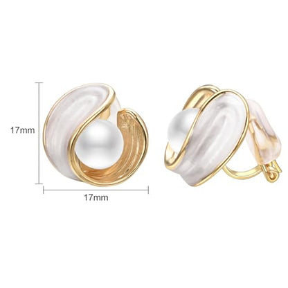 White Enamel Knot Clip On Earrings for Women Love Knot Jewelry