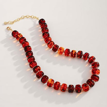Chunky Beaded Necklace for Women, Colorful Trendy Statement Summer Jewelry Gift - color: necklace-24