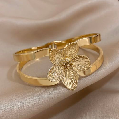 hotoo Gold Plated Bangle Bracelet for Women - style: Flower