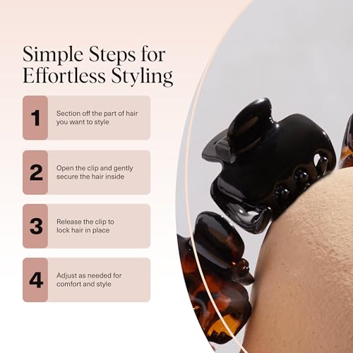 Kitsch Small Hair Clips for Women - Black & Tortoise, 6 Pcs | Stays In Place Without Pulling or Snagging, Durable & Sturdy Plastic Small Hair Clips For Bangs, Stylish Hair Accessories