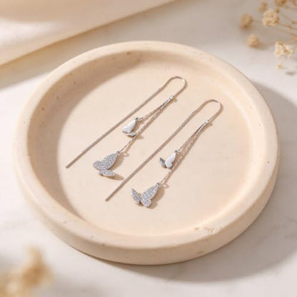 Silver Dangle Earrings Women Dangling Drop Bridesmaid Wedding Prom Jewelry - color: Silver butterfly