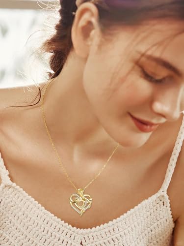 14k Gold Heart Initial Necklaces for Women, Dainty Letter Pendant Chain Necklace, Letter A to Z Initial Jewelry, Anniversary Birthday Gifts for Her Wife Mom Daughter - style: Letter O
