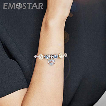 EMOSTAR Jan-Dec Birthstone Charms fits European Birthday Bracelet, Dangle 925 Sterling Silver Heart Shaped Pendant with 12 Months Birthstones, Gifts for Mom/Women - color: September Birthstone