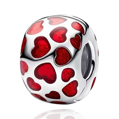 10 Pack Silver Bead Charms for Bracelets and Necklaces Pendant Dangle Beads Jewelry Gifts for Women Charm Set - color: Heart