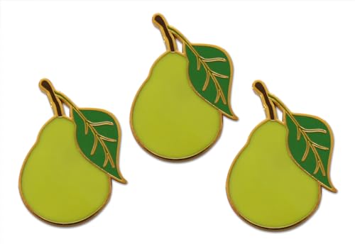 Novel Merk Fruit Lemon, Strawberry, or Orange Appreciation Lapel Pin, Hat Pin & Tie Tack Set with Clutch Back - style: 3-Pear