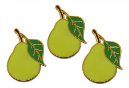 Novel Merk Fruit Lemon, Strawberry, or Orange Appreciation Lapel Pin, Hat Pin & Tie Tack Set with Clutch Back - style: 3-Pear