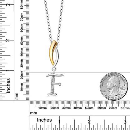 Gem Stone King Initial Pendant Necklace Letter A to Z Alphabet | 925 Sterling Silver | White Moissanite | Gift Women Mother's Day Christmas Wife Mom Girlfriend Anniversary Birthday | By Keren Hanan - style: Initial F