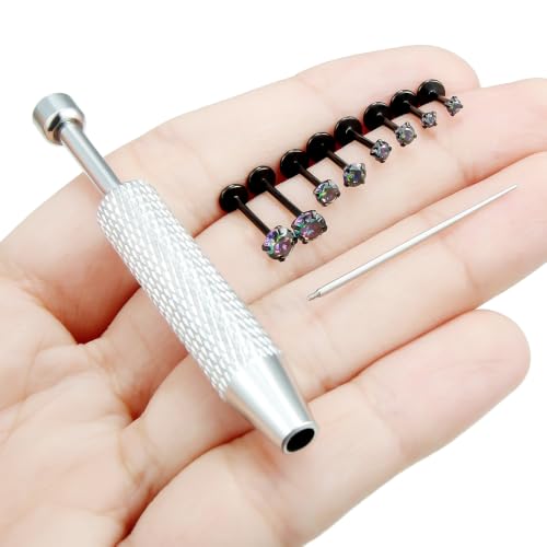 18/16g Flat Back Earrings Lip Rings Stud Jewelry Surgical Steel - color: Black, size: 18g