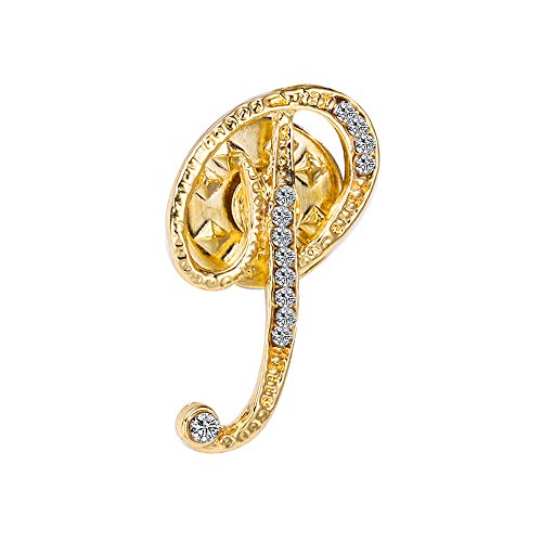 Initial Letter Brooch Pin Small Lapel Pin Tie Tack Name Personalized Gifts for Women Men Gold A-Z - style: P