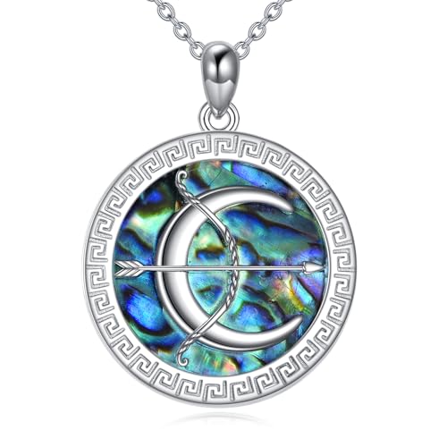 VONALA Artemis's/Poseidon's/Athena's/Weapons Necklace S925 Sterling Silver Plated Abalone Pendant Necklace for Women Men for Women Men - style: Poseidon