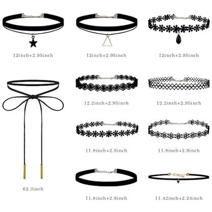 Choker Necklace for Women, Choker Necklaces for Woman, Black Choker, Chokers for Women - color: Black 10pcs