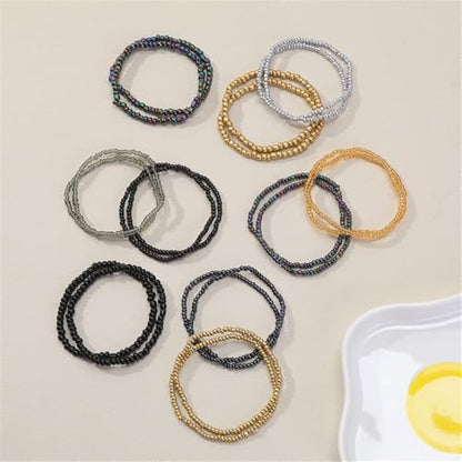 Boho Stackable Seed Beaded Bracelets for Women 18-20Pcs Colorful Handmade Multilayered Rice Bead Bracelet Set Summer Beach Bohemian Jewelry Gift - color: A-Black