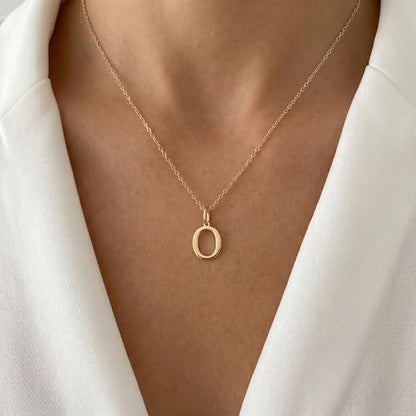 14K Solid Gold Initial Letter Charm Pendant for Women - Personalized Block Letter Add On Charm (A to Z All Letters) - color: O