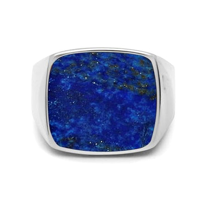 Square Cut Tiger Eye/Black Onyx/Turquoise/Lapis/Moss Agate Rings for Men 925 Sterling Silver 10K 14K 18K Gold Signet Rings for Men - style: Lapis Lapis