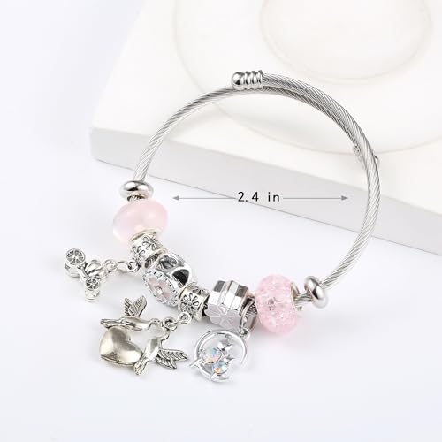 YouLuo Cute Necklace Charm Bracelet Set,Personalized Jewelry Gift for Women | Cute Charm Bracelet, Adjustable Stainless Steel Bracelet, Anime Cartoon Accessories Bracelets for Women Gift and Friendship - color: Flower