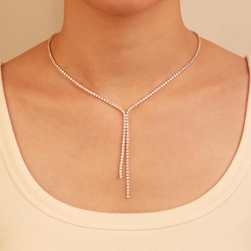 2 PCs Gold Plated Necklace Set for Women - Non Tarnish Jewelry Gift with Fashion Design - style: Tennis Necklaces 1