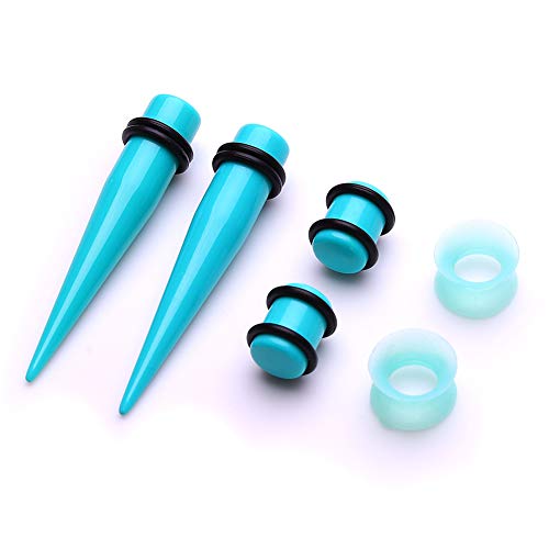 JieyueJewelry 50/54 Pcs Ear Stretching Kit 14G-00G | Acrylic Tapers & Plugs with Silicone Tunnels, Ear Gauges Expander Set Body Piercing Jewelry for Women and Men - color: Blue