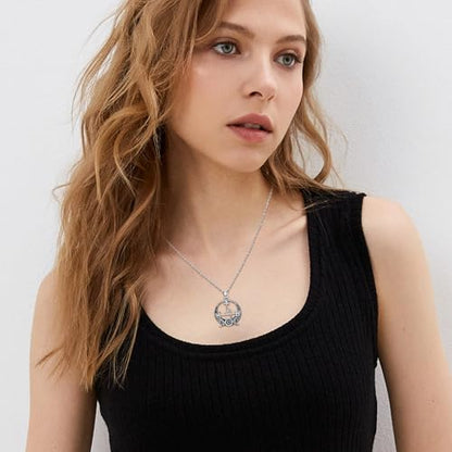 Witch Necklace 925 Sterling Silver Pentagram Triple Moon Pentacle Pendant Wiccan Pagan Jewelry Witchy Gifts for Women - style: Lilith