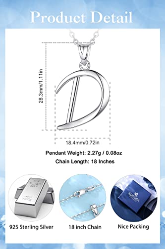EUDORA Sterling Silver Initial Necklaces for Women, Classic 26 Letter Neckless Gifts for Girls, Sister, Mother Daughter, 18 inch Chain - style: D
