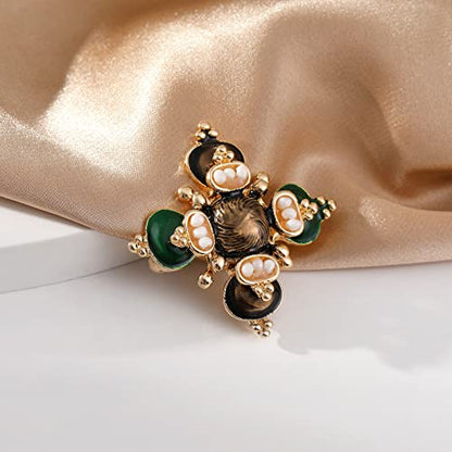 Vintage Baroque Pearl Cross Brooch Pins for Women