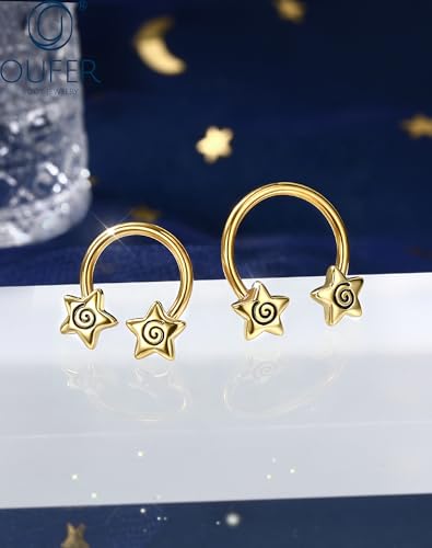 OUFER Septum Rings 16g Septum Jewelry Star Daith Earrings Gothic Tragus Helix Piercing Jewelry for Women Men - color: Gold