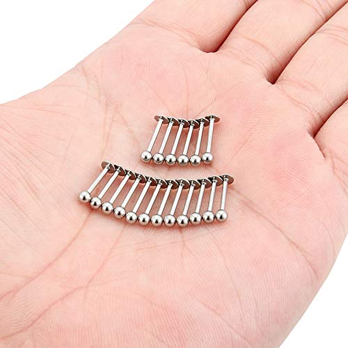 20G 18G 16G 14G 12G Lip Labret Monroe Medusa Nose Rings Stud 316L Surgical Steel Tragus Helix Cartilage Earring Tongue Cheek Piercing Jewelry Bars 6mm 8mm 10mm 12mm 14mm 16mm 19mm 18PCS - color: Silver, size: 16G - 8mm