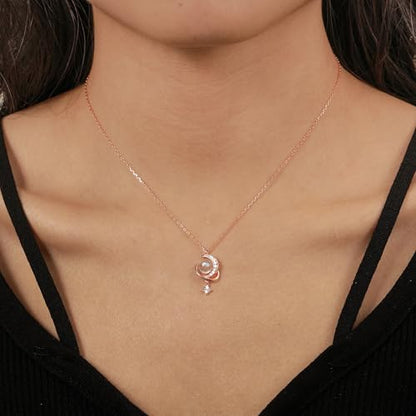 925 Sterling Silver Crescent Necklace Moon Star Pendant for Women | 14K Gold Plated Crystal Moon Necklace Dainty CZ Birthstone Ramadan Moonstone Necklace Birthday Jewelry for Mom Wife Daughter - color: Rose Gold
