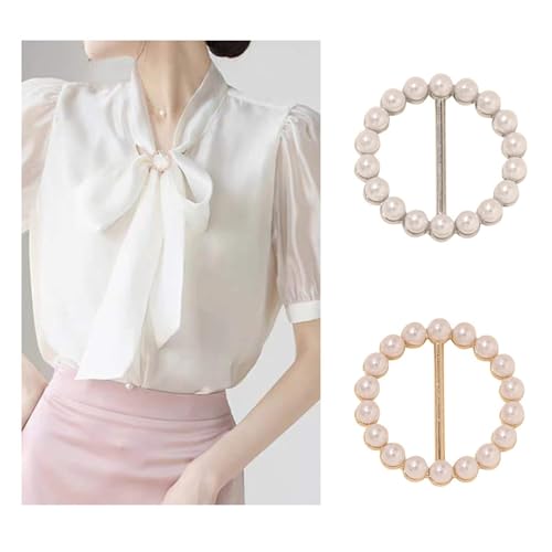 4PCS Scarf Ring Clip Scarf Rings for Women Button Covers for Women Blouses Shirt Tightener Clip Cinch Pin Clothes Jewelry - color: A4